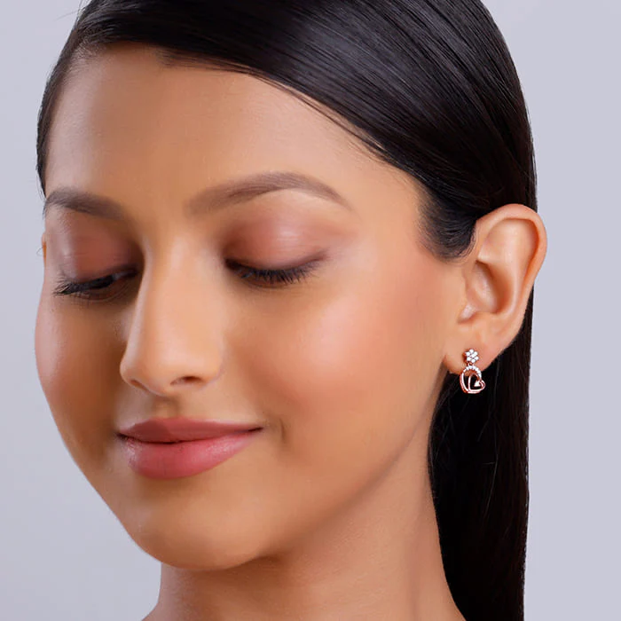 Rose Gold Hearty Sparkles Earrings - Image 3