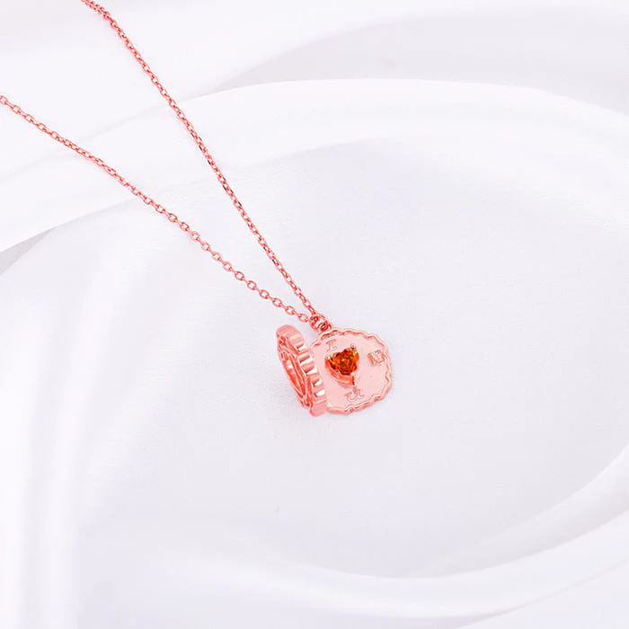 Rose Gold I Love You Floral Pendant With Link Chain - Image 3