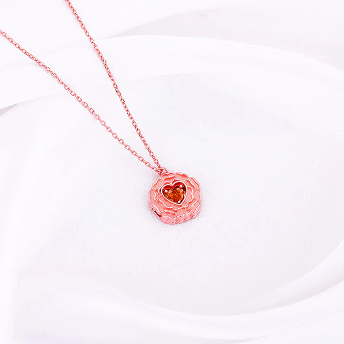 Rose Gold I Love You Floral Pendant With Link Chain - Image 4
