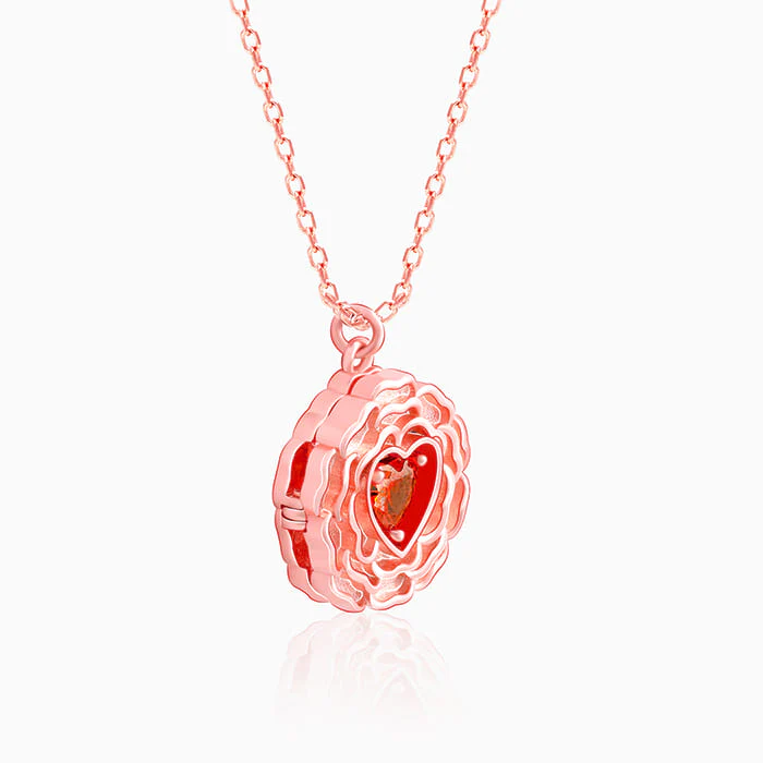 Rose Gold I Love You Floral Pendant With Link Chain - Image 6