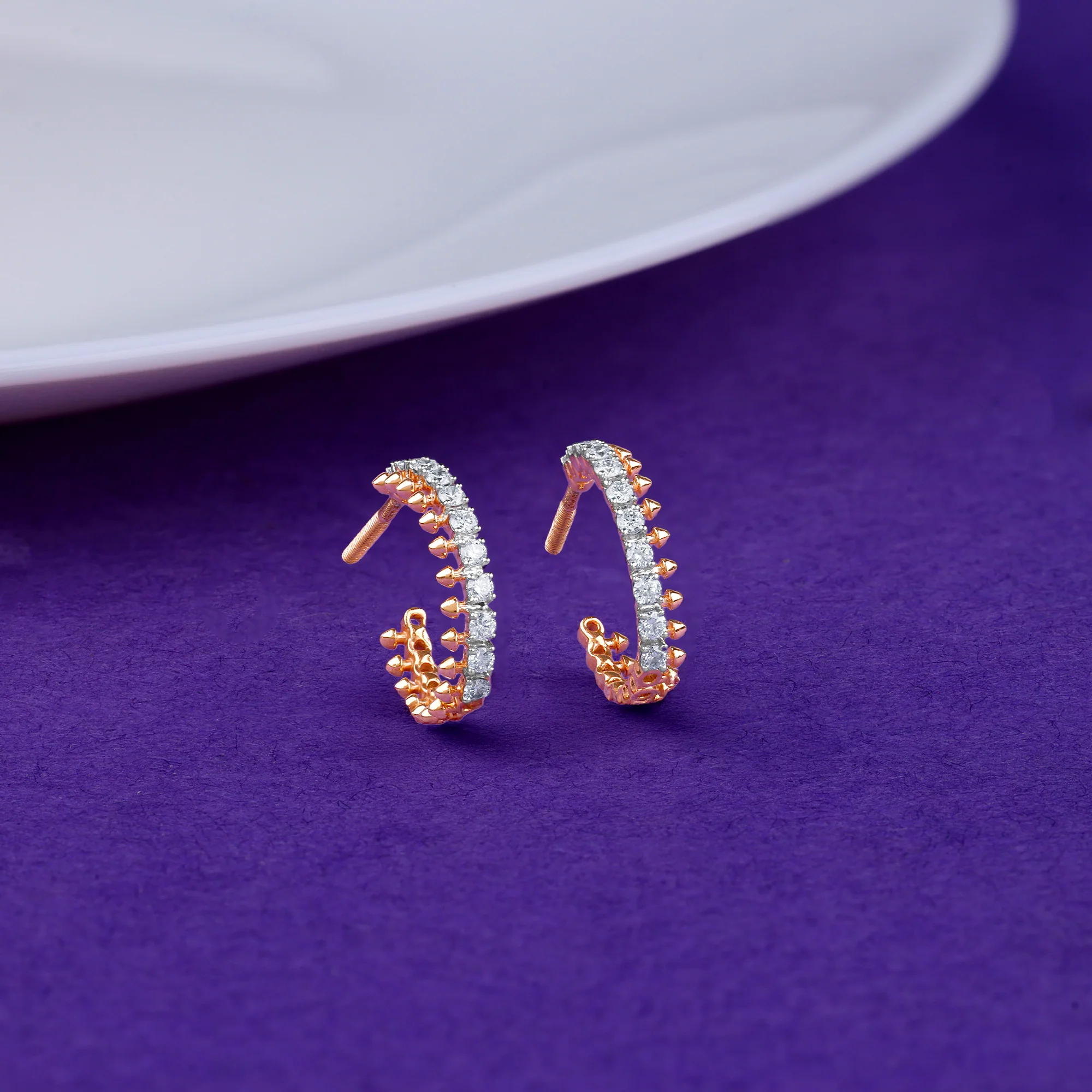 Rose Gold Iconic Hoop Lab Grown Diamond Earrings - Image 2