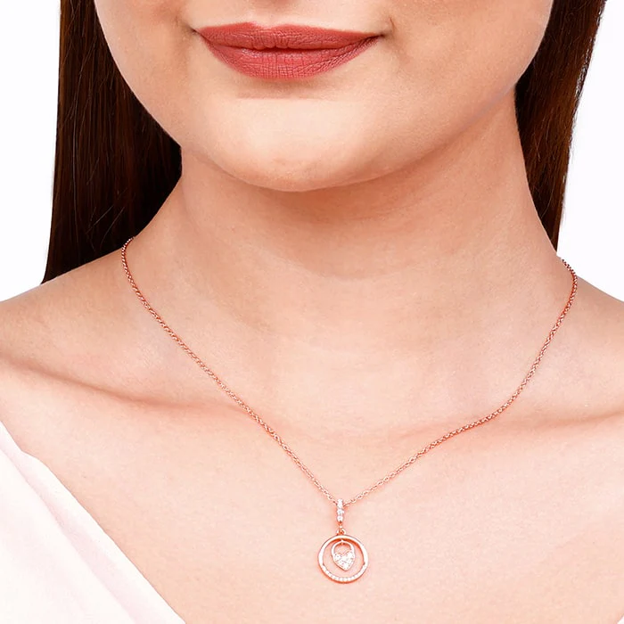 Rose Gold In The Circle of Your Love Pendant with Chain - Image 3