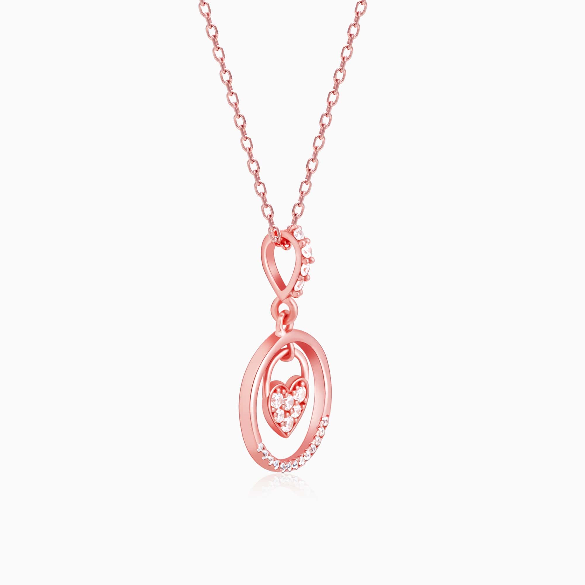 Rose Gold In The Circle of Your Love Pendant with Chain - Image 4
