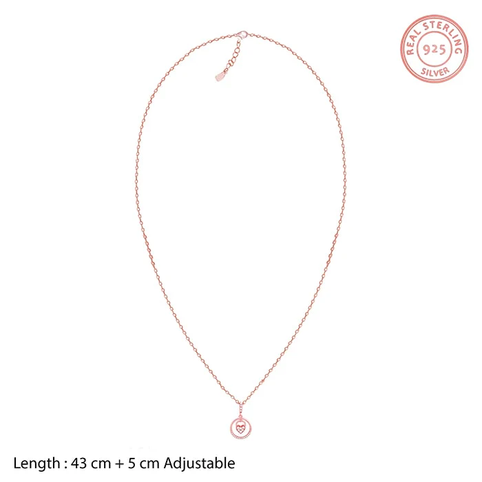 Rose Gold In The Circle of Your Love Pendant with Chain - Image 5
