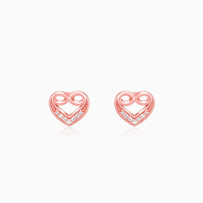 Rose Gold Infinite Love In Heart Earrings