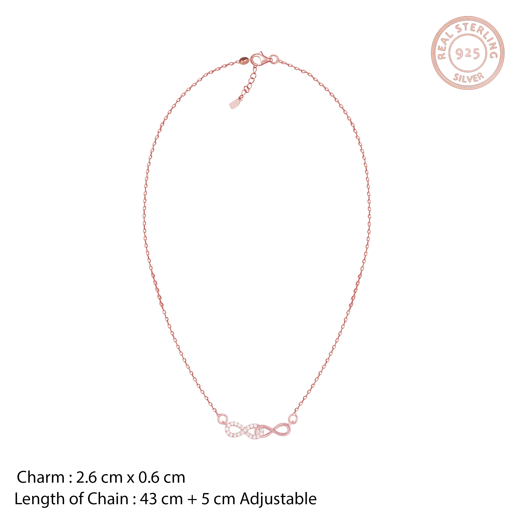 Rose Gold Double Infinity Love Necklace - Image 6