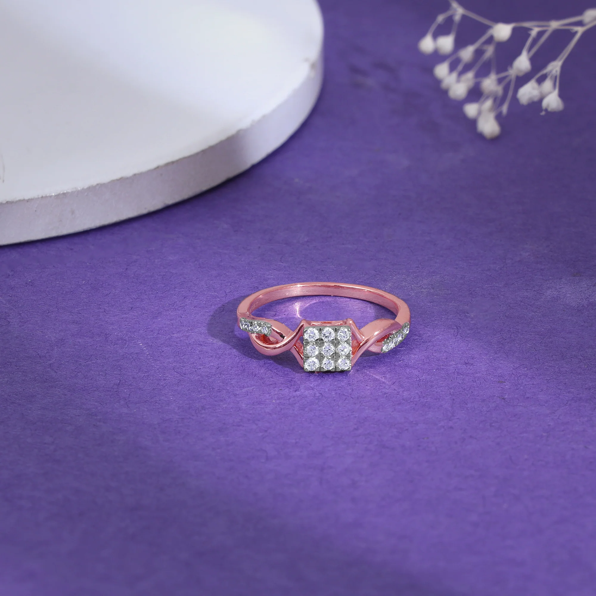 Rose Gold Infinity Lab Grown Diamond Ring - Image 2