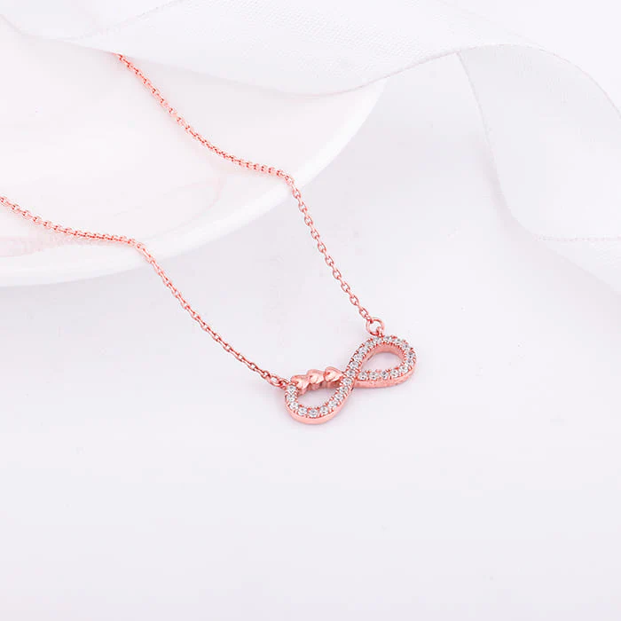 Rose Gold Infinity Heart Necklace - Image 2