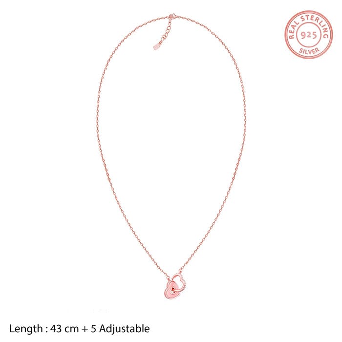 Rose Gold Interlocked Hearts Necklace - Image 5