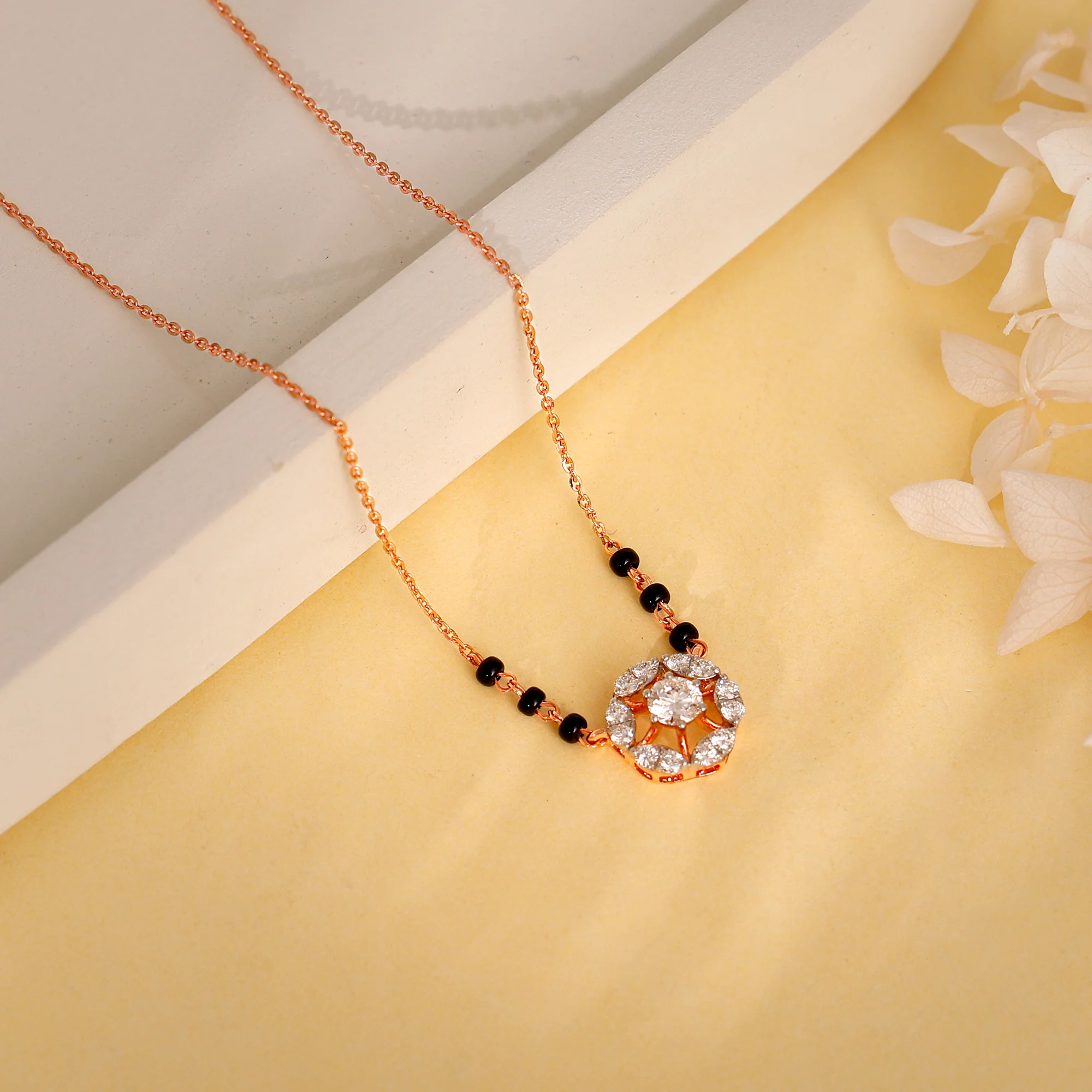 Rose Gold Jeeva Solitaire Lab Grown Diamond Mangalsutra - Image 2