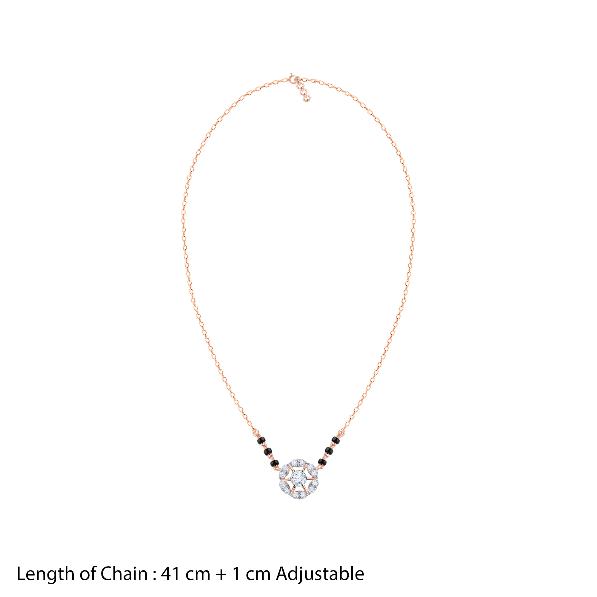 Rose Gold Jeeva Solitaire Lab Grown Diamond Mangalsutra - Image 5
