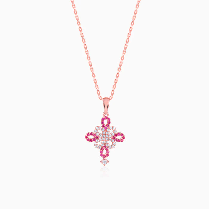 Rose Gold Jolie Flower Pendant With Link Chain