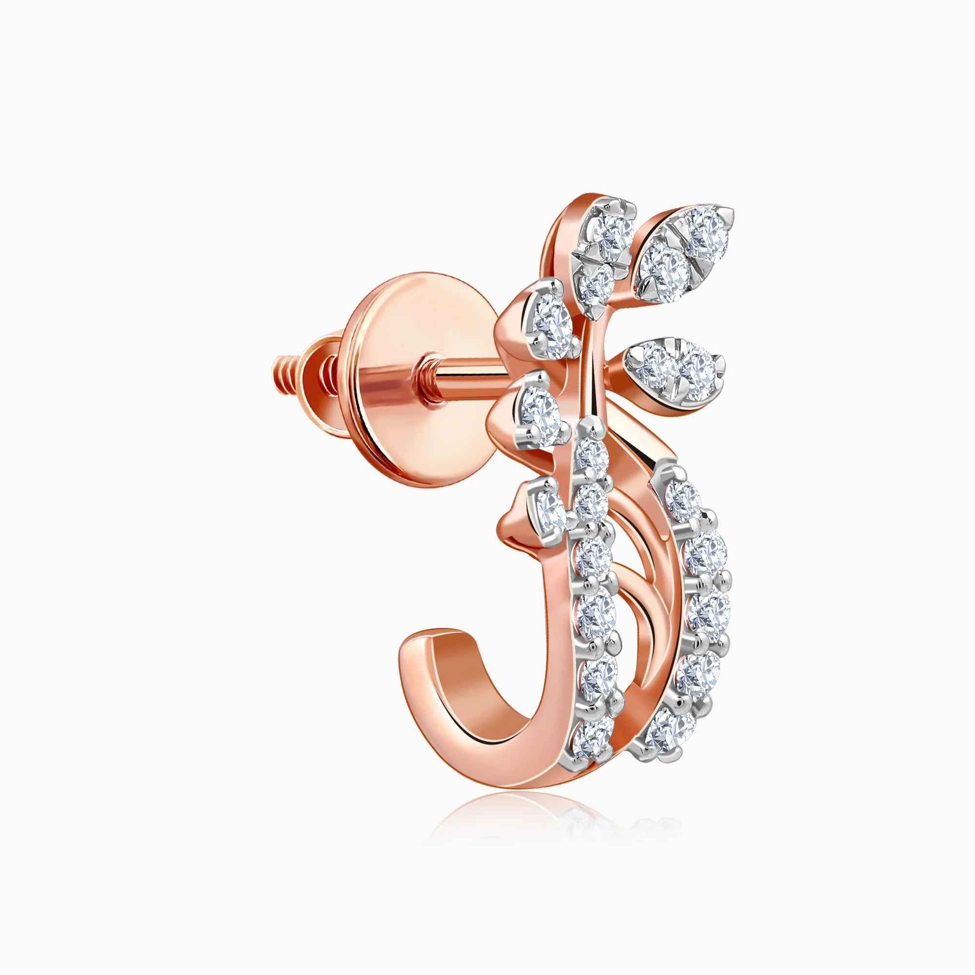 Rose Gold Juno J-hoop Lab Grown Diamond Earrings - Image 4