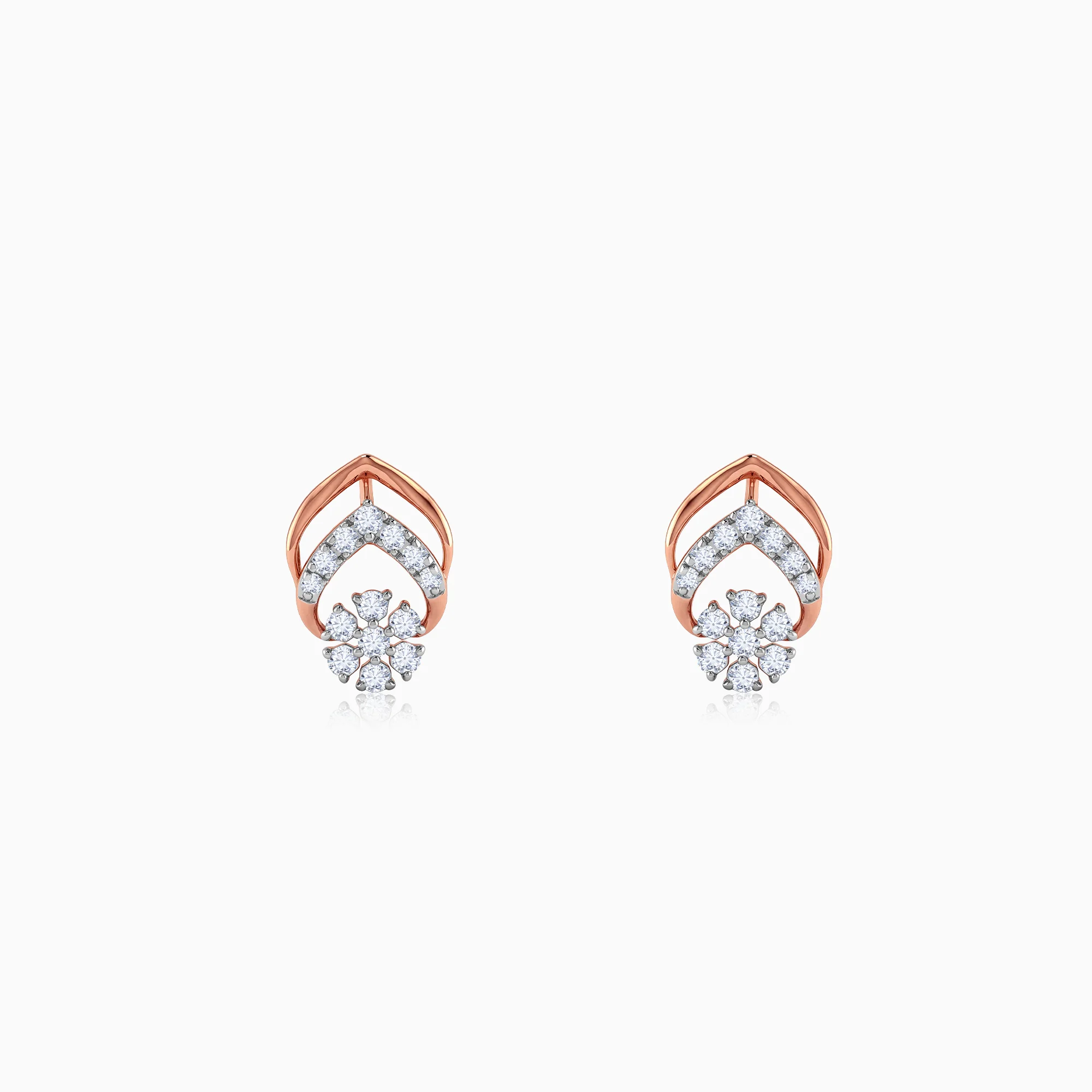 Rose Gold Lattice Lab Grown Diamond Earrings