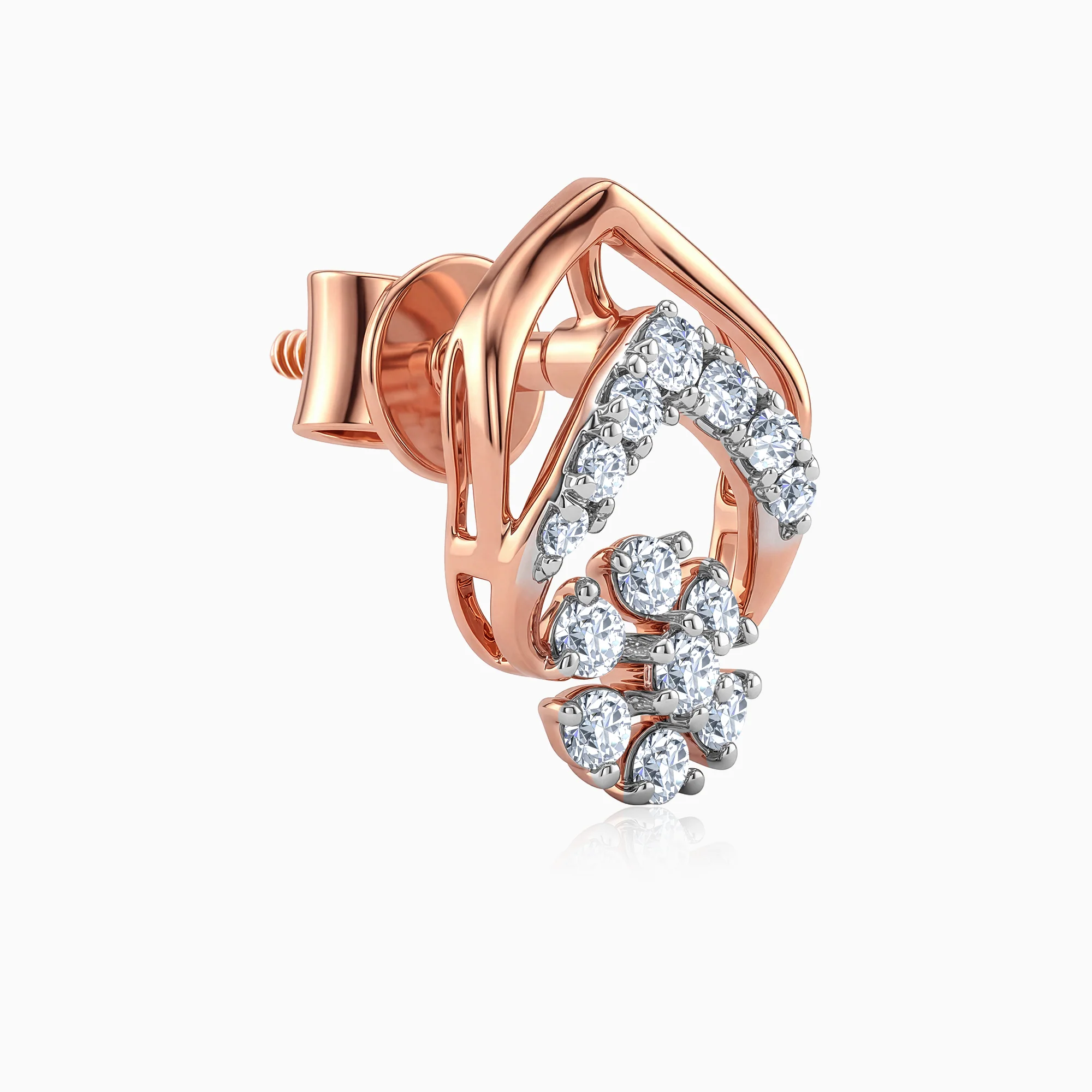 Rose Gold Lattice Lab Grown Diamond Earrings - Image 4