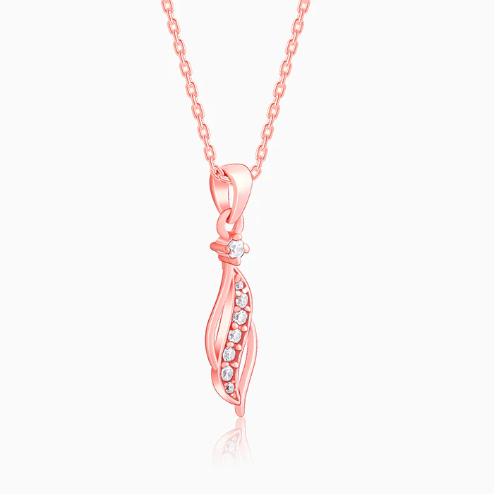 Rose Gold Leaflet Pendant With Link Chain - Image 4