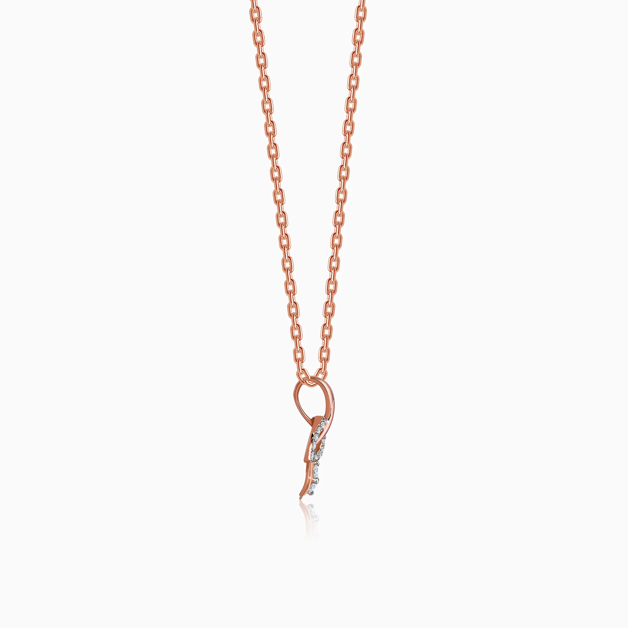 Rose Gold Leafline Rose Lab Grown Diamond Pendant - Image 5