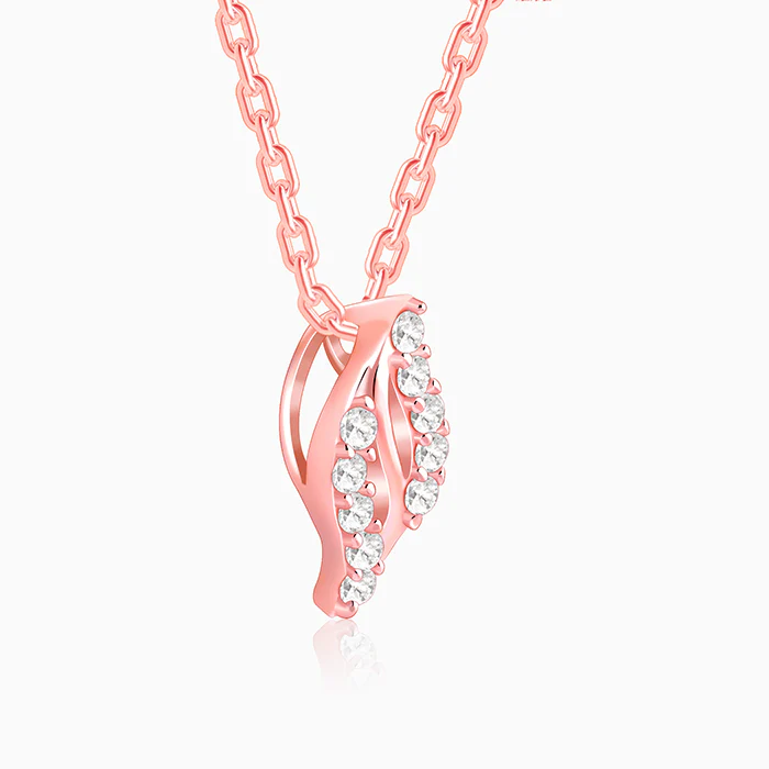 Rose Gold Leafy Hug Pendant With Link Chain - Image 4