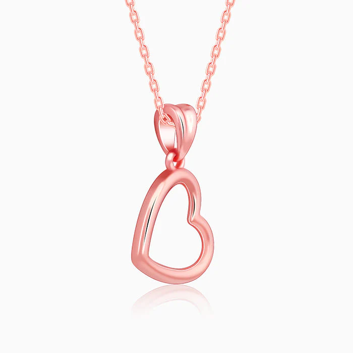 Rose Gold Line Heart Pendant with Box Chain - Image 4