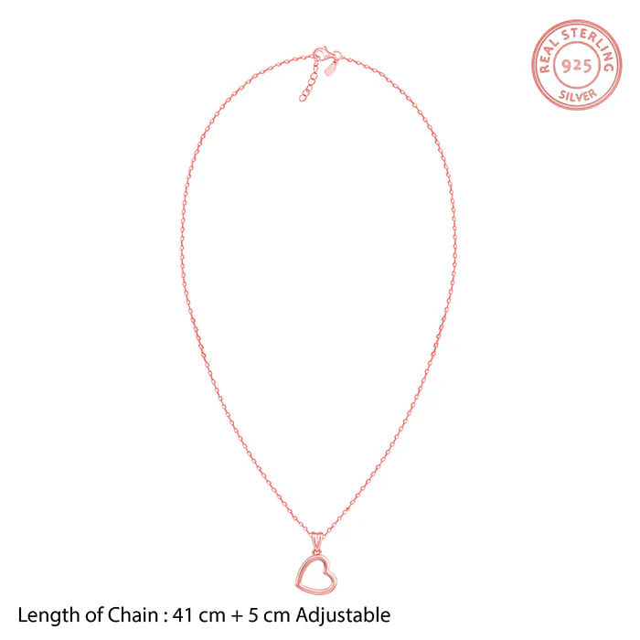 Rose Gold Line Heart Pendant with Box Chain - Image 5