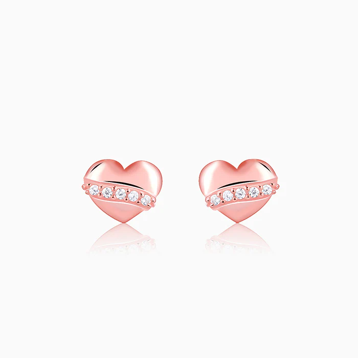 Rose Gold Locket Love Stud Earrings