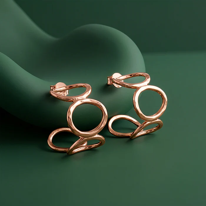 Rose Gold Loop Theory Earrings - Image 2
