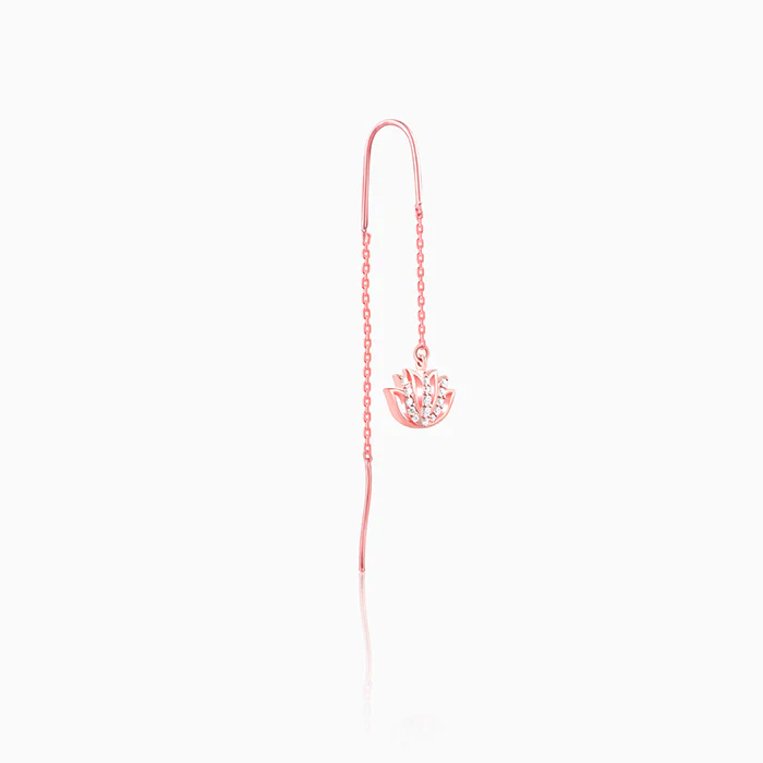 Rose Gold Lotus Sui Dhaga Earrings - Image 4