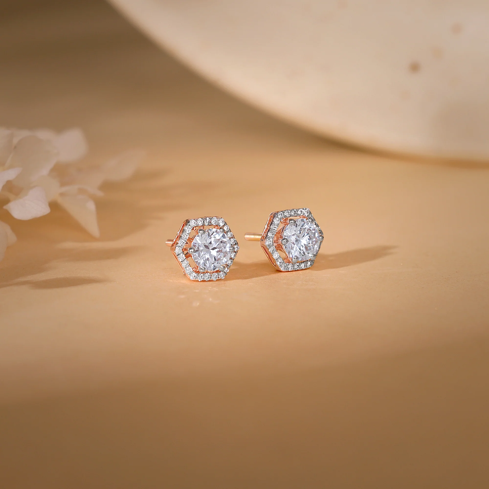 Rose Gold Lovable Solitaire Diamond Earrings - Image 2