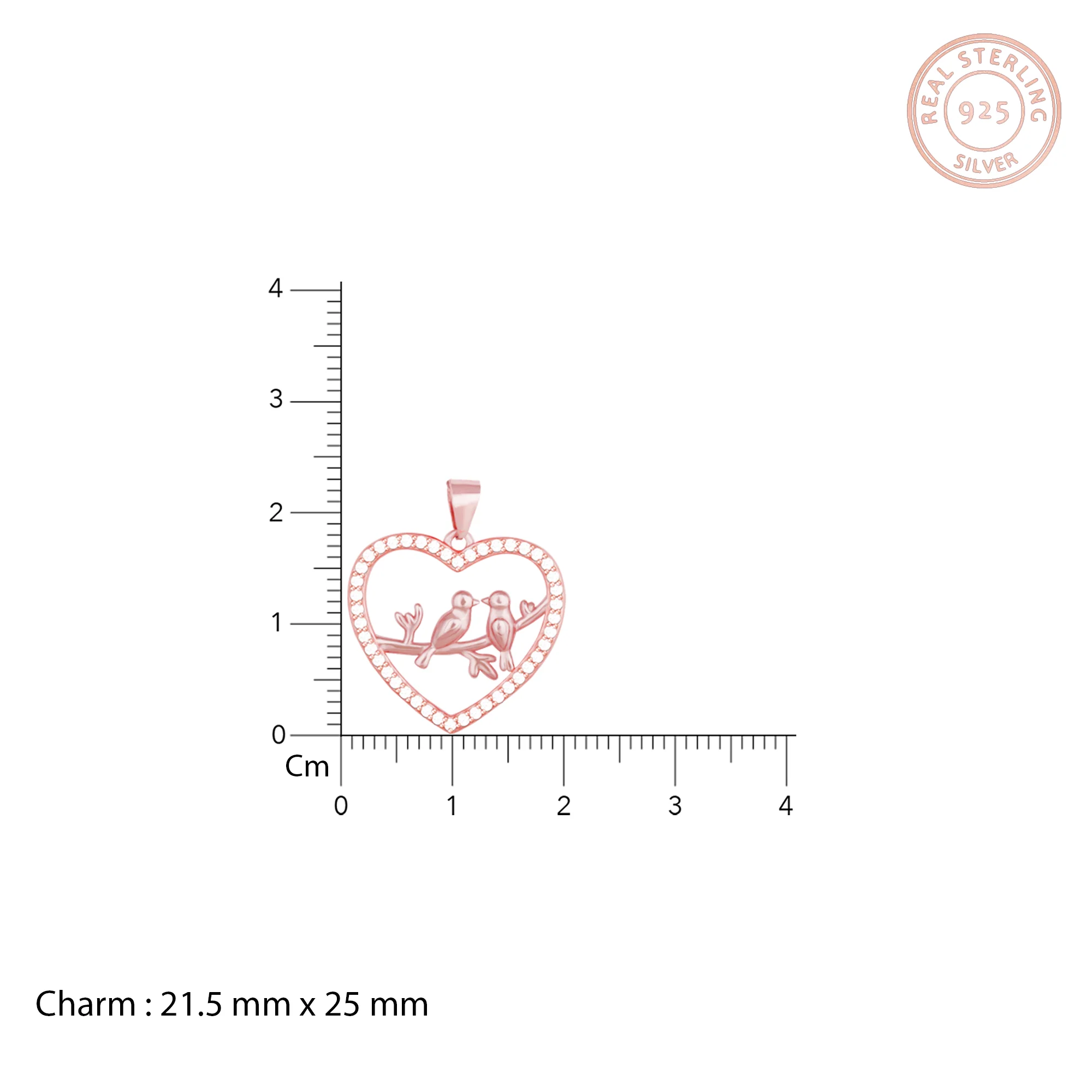 Rose Gold Love Birds Pendant With Link Chain - Image 4