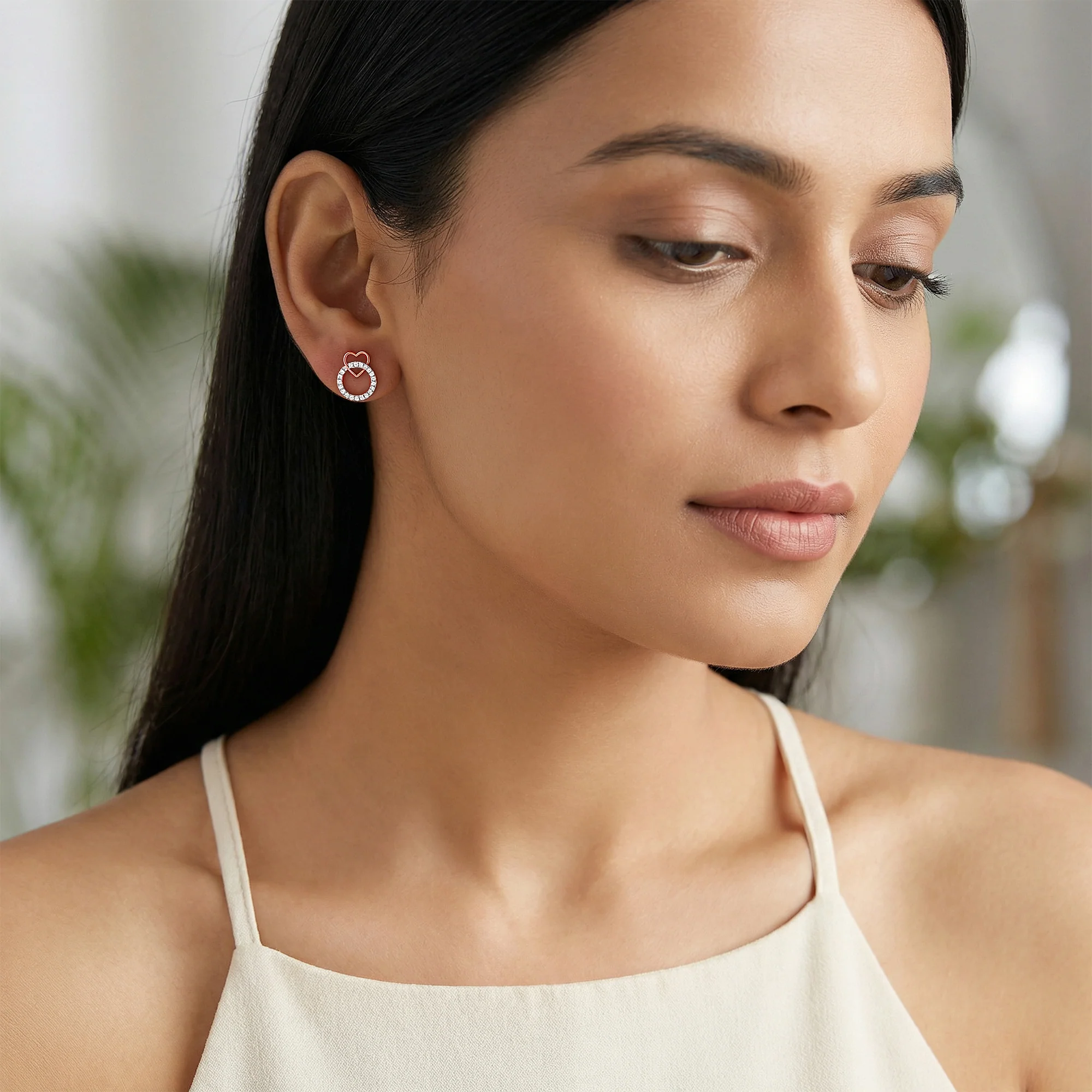 Rose Gold Love Orbit Lab Grown Diamond Earrings - Image 3