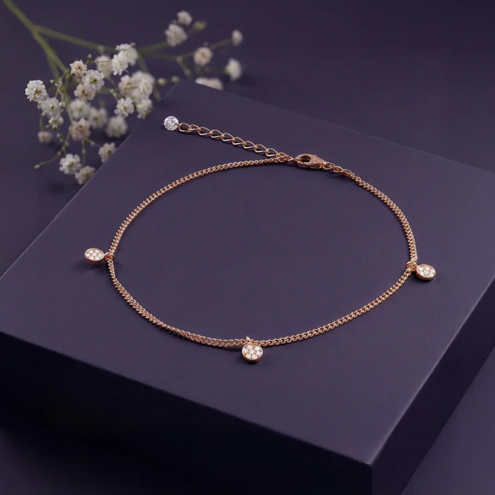 Rose Gold Luna Dot Anklet - Image 2