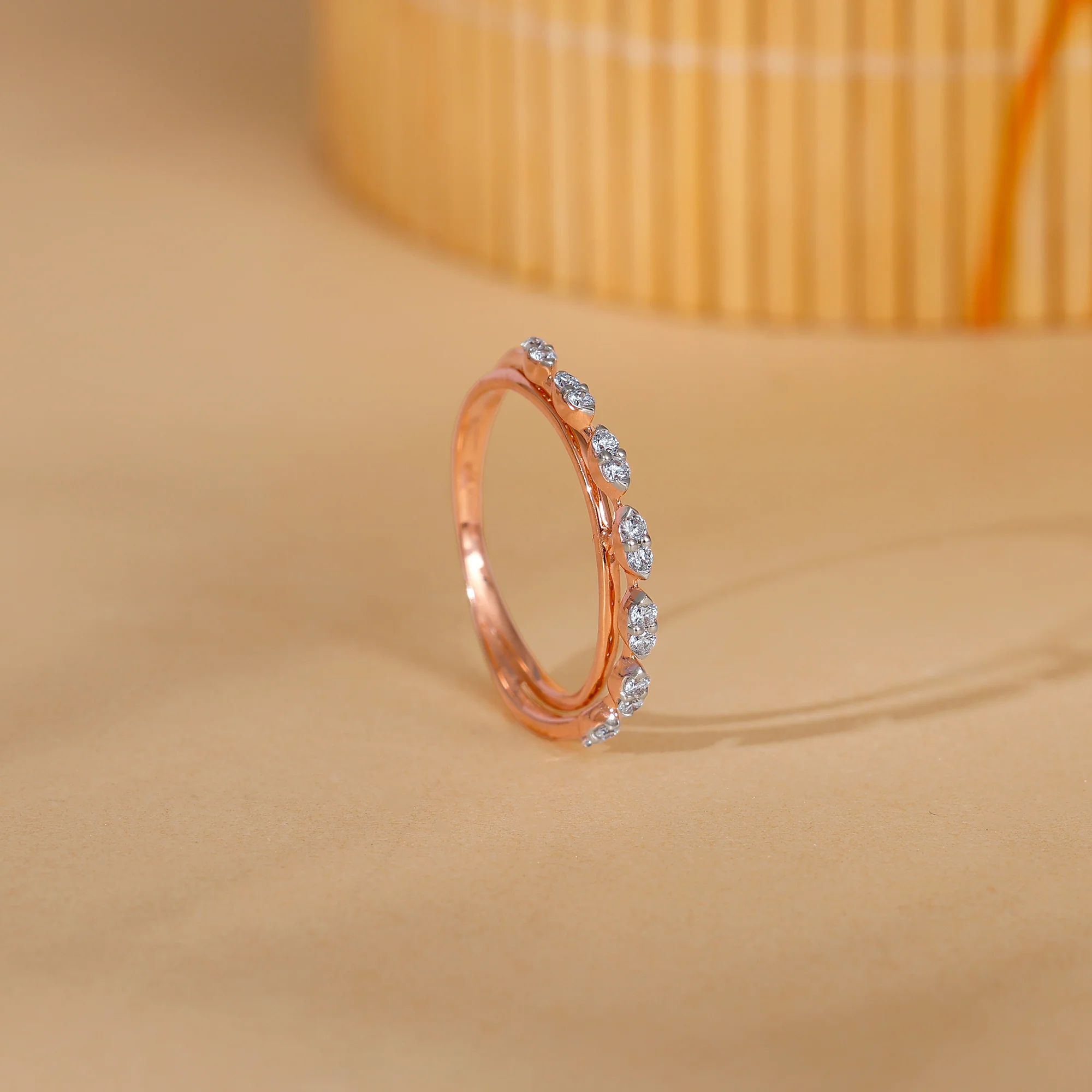 Rose Gold Lunar Circle Diamond Ring - Image 2