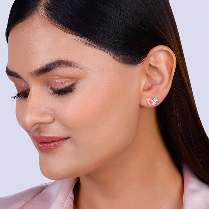 Rose Gold Made for Each Other Stud Earrings - Image 3