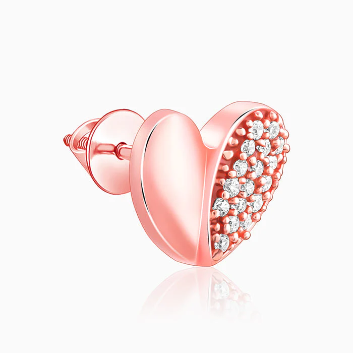 Rose Gold Made for Each Other Stud Earrings - Image 4