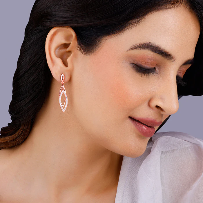 Rose Gold Majestic Marquise Danglers - Image 3