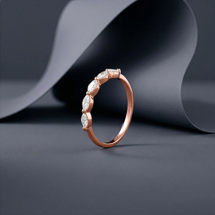 Rose Gold Marquise Half Eternity Ring (Size 12) - Image 2