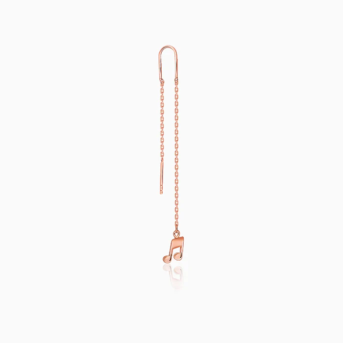 Rose Gold Melody Drop Sui Dhaga Earrings - Image 4