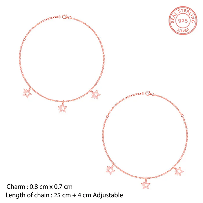 Rose Gold Merging Stars Anklet - Image 4