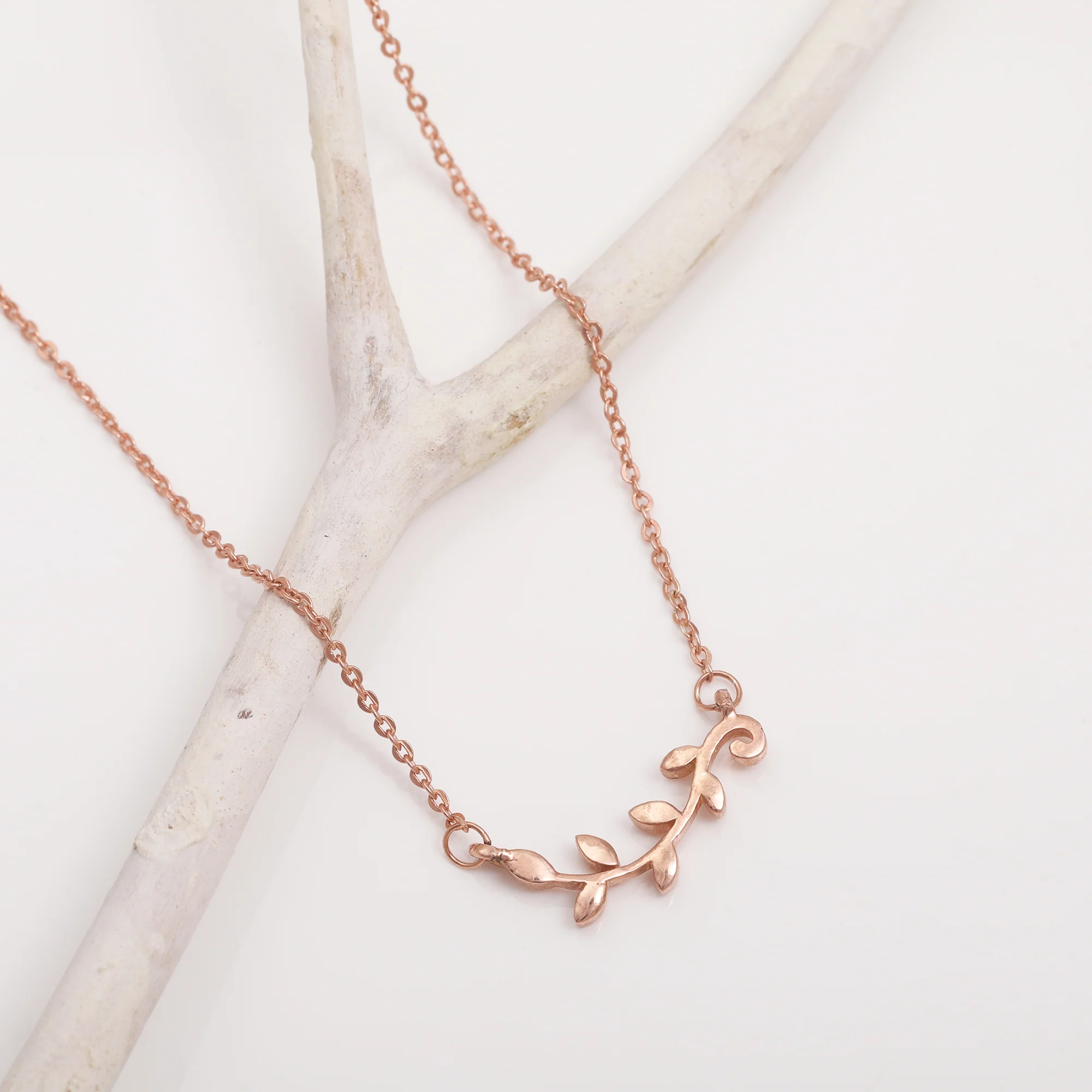 Rose Gold Minimal Leaf Pendant - Image 2