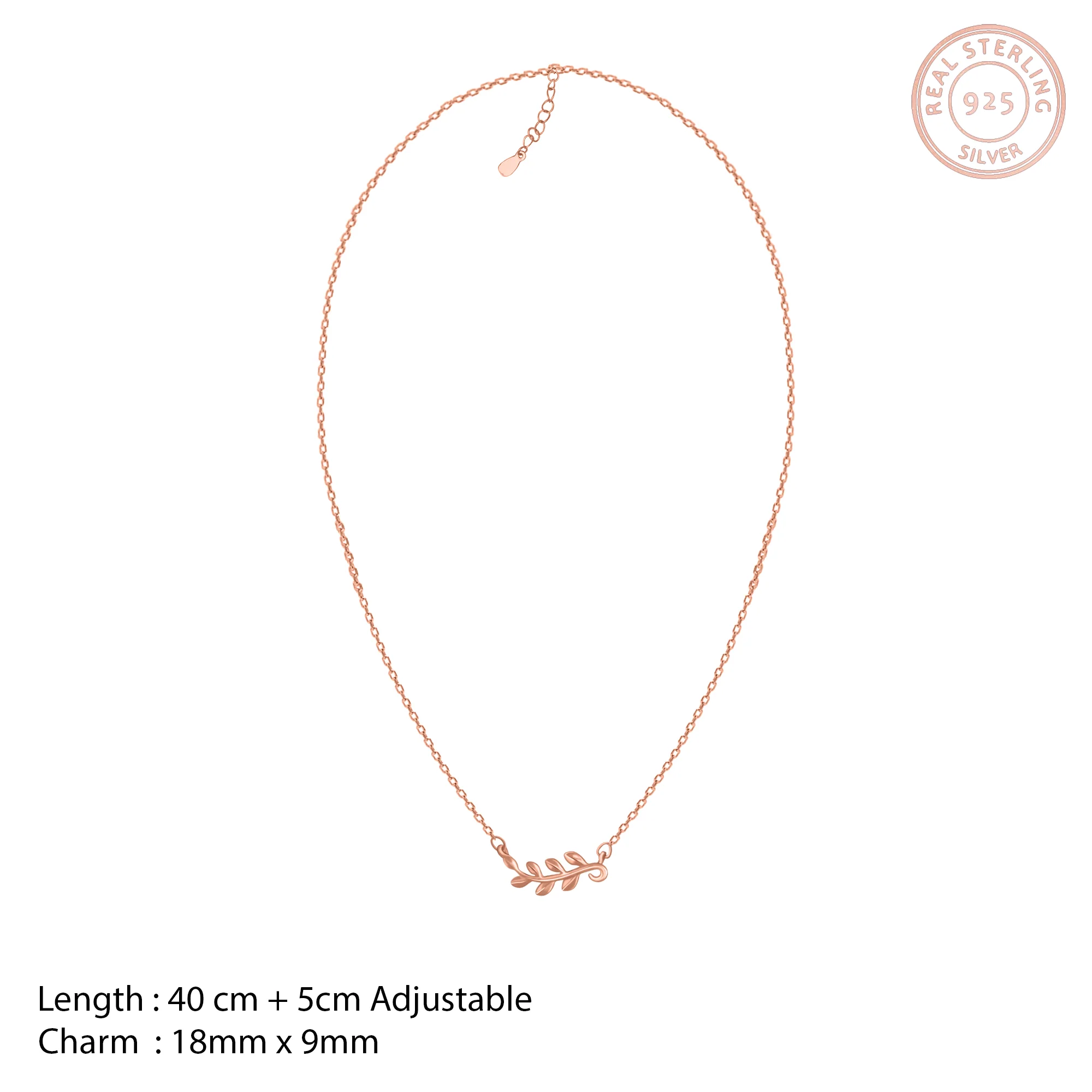 Rose Gold Minimal Leaf Pendant - Image 4