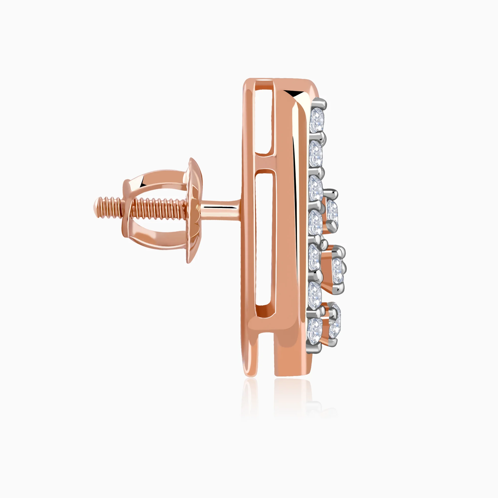 Rose Gold Modern Pear Lab Grown Diamond Earrings - Image 5