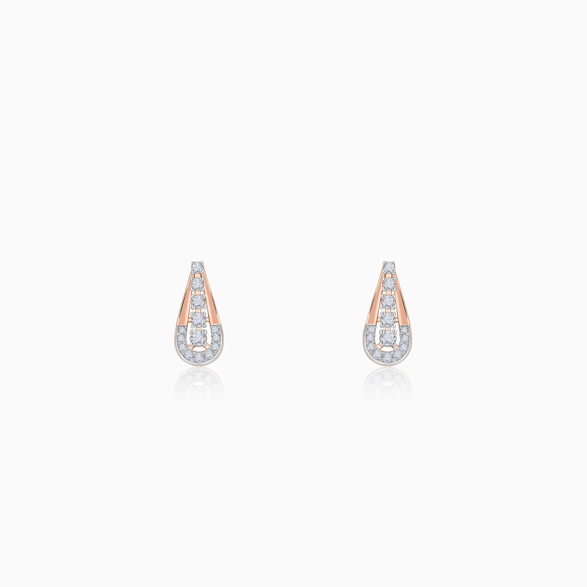 Rose Gold Modern Pear Lab Grown Diamond Earrings