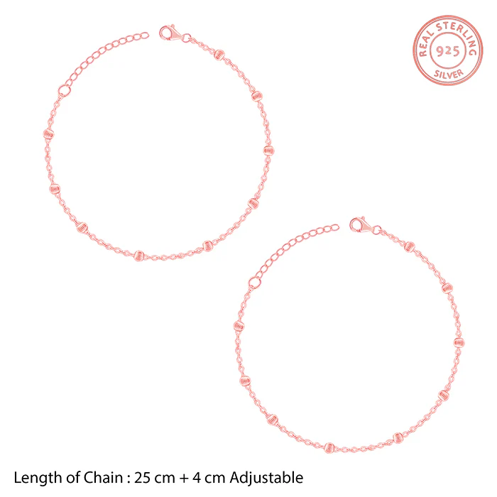 Rose Gold Moon Bead Anklet - Image 4