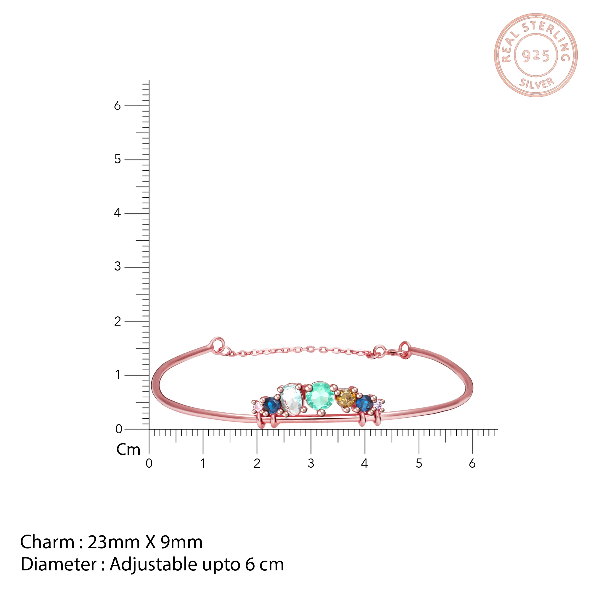 Anushka Sharma Rose Gold Multi-Hued Tiara Bangle Bracelet - Image 3