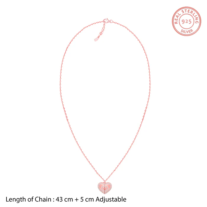 Rose Gold One Heart Pendant With Link Chain - Image 7