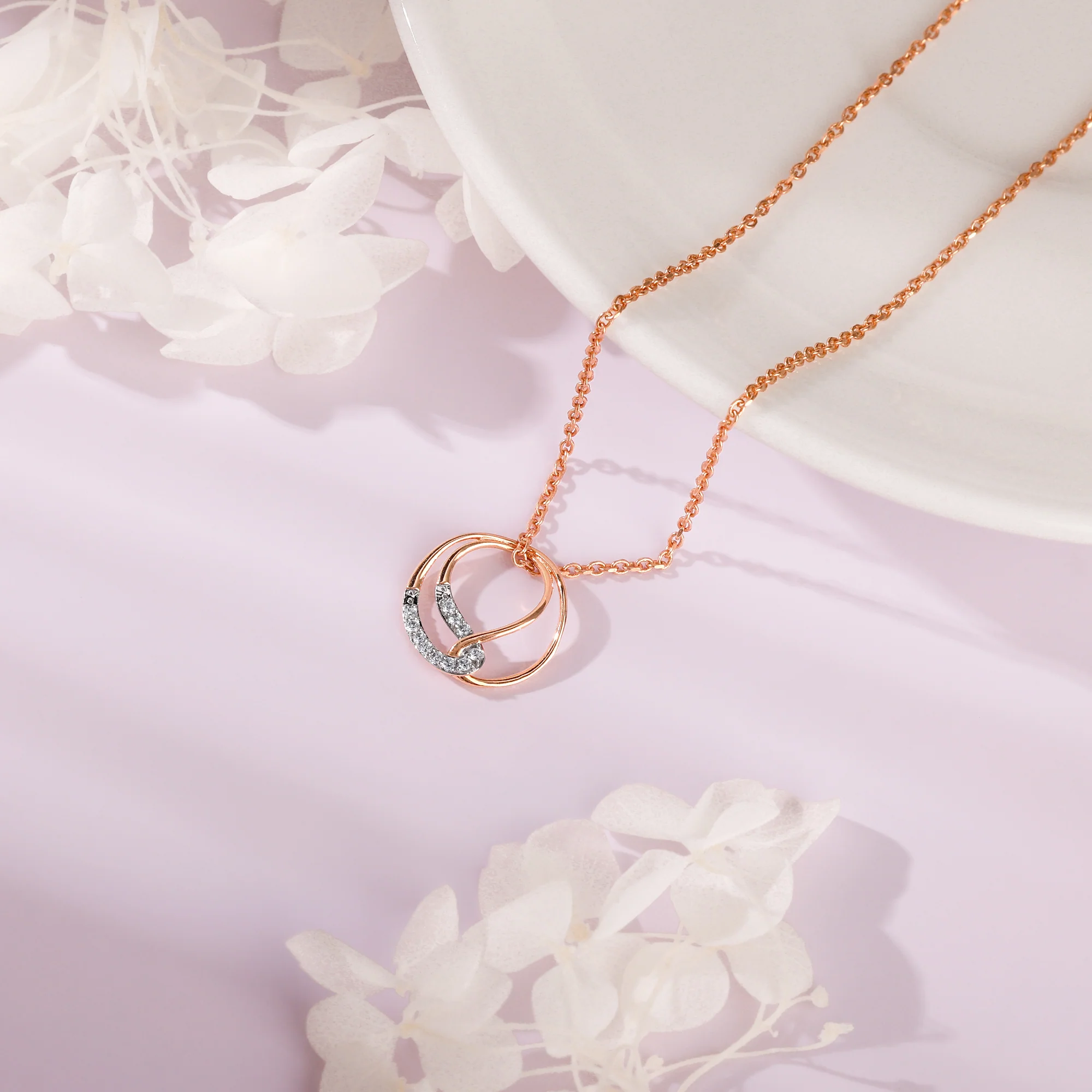 Rose Gold Oxbow Diamond Pendant - Image 2