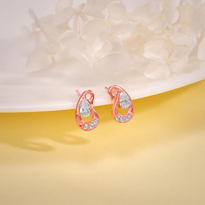 Rose Gold Paisley Love Earrings - Image 2