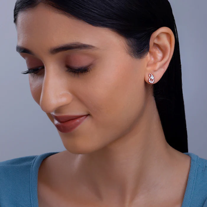 Rose Gold Paisley Love Earrings - Image 3