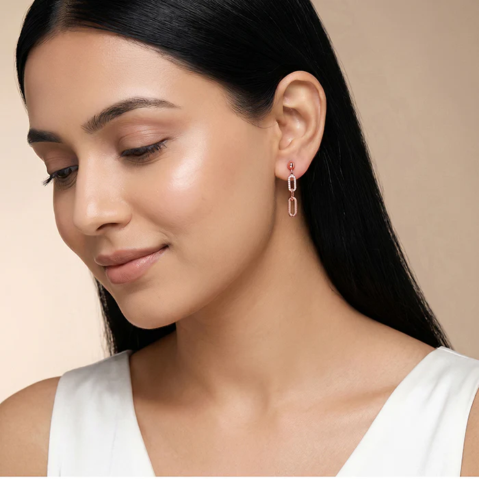 Rose Gold Paperclip Drip Earrings - Image 3