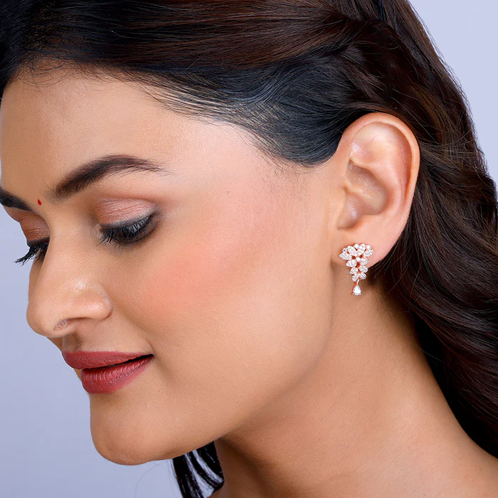 Rose Gold Party Wear Earrings - Image 3